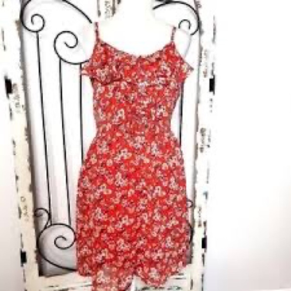 Elle red floral dress size 8